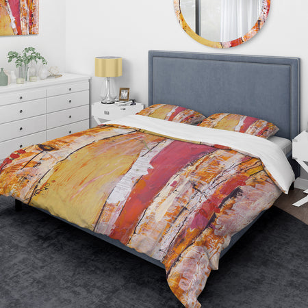 Orange Glam Natural Wood - Glam Duvet Cover Set