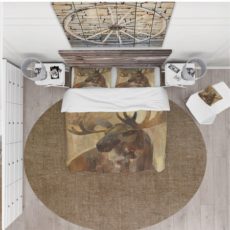 Into the Wild Gold Moose - Farmhouse Duvet Cover Set