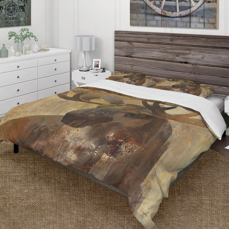Into the Wild Gold Moose - Farmhouse Duvet Cover Set