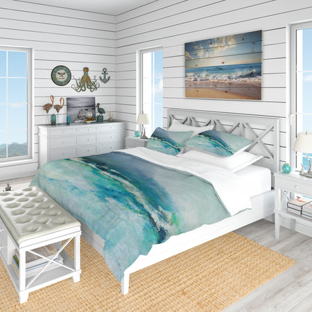 Indigo Abstract Watercolor Blue - Coastal Duvet Cover Set