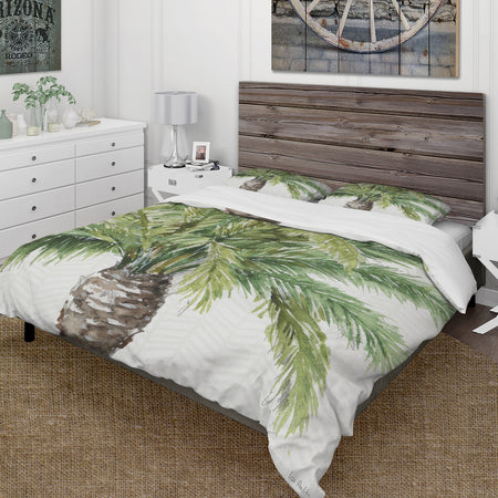 Mixed Botanical Greens palms V - Cottage Duvet Cover Set