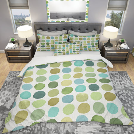 geometric Green Circle I - Geometric Duvet Cover Set