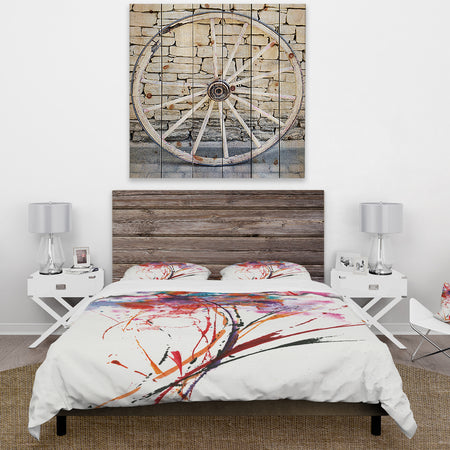 Abstract Handpainted Red Flowers - Cottage Duvet Cover Set