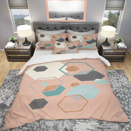 Geometric hexagons Pattern II - Geometric Duvet Cover Set