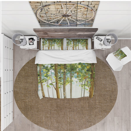 Green Forest Study - Farmhouse Duvet Cover Set