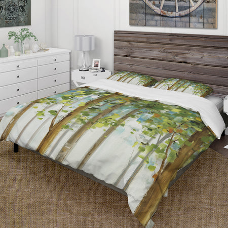 Green Forest Study - Farmhouse Duvet Cover Set