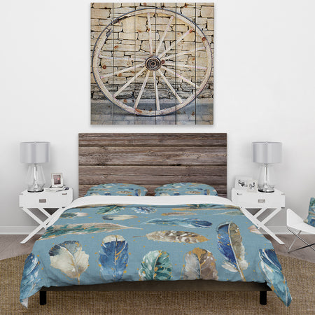 Indigold Feathers Turquoise Pattern - Cottage Duvet Cover Set