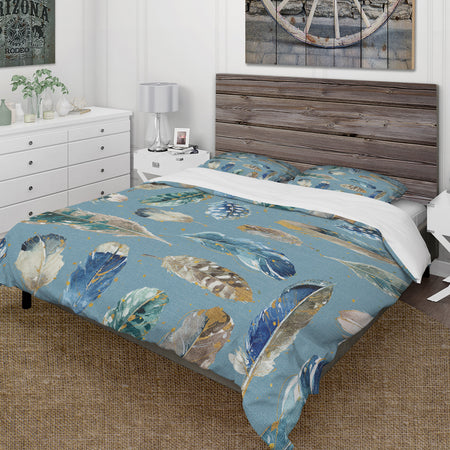 Indigold Feathers Turquoise Pattern - Cottage Duvet Cover Set