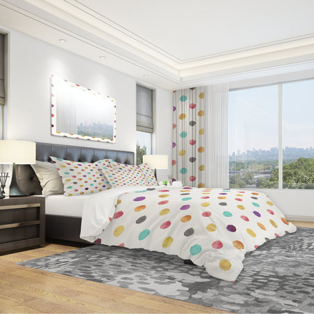 Orange Blue and Purple Polka Dot Pattern - Geometric Duvet Cover Set