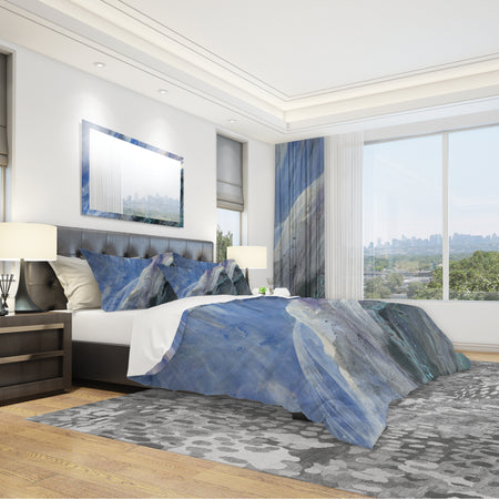 Black And Blue Abstract Water Painting - Geometric Duvet Cover Set