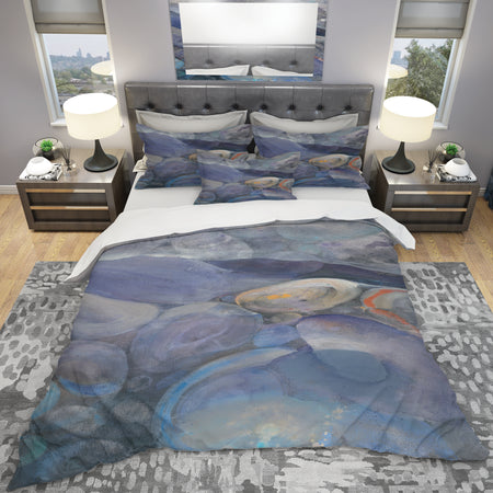 Into the Indigo Stream II - Geometric Duvet Cover Set