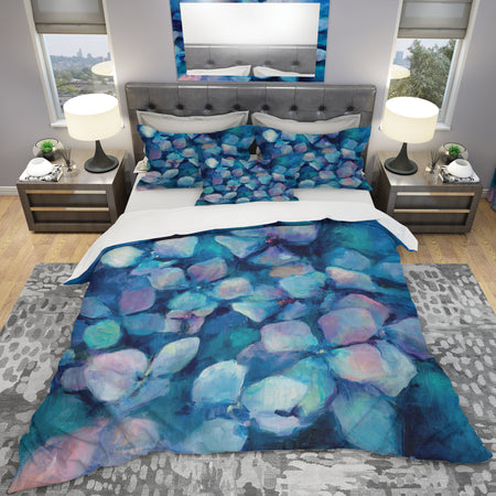 Abstract Blue Flower Petals - Geometric Duvet Cover Set