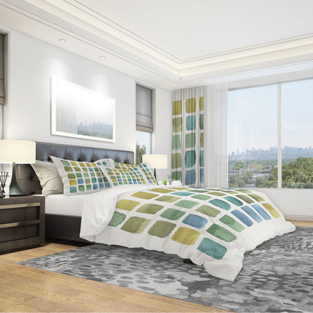 Geometric Maze of Blue And Green - Geometric Duvet Cover Set