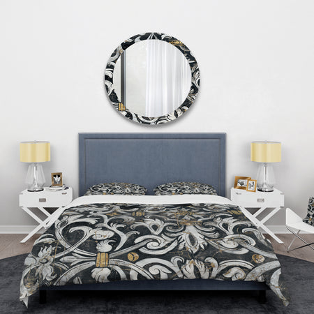 Gold Mettalic Floral Strapwork - Glam Duvet Cover Set