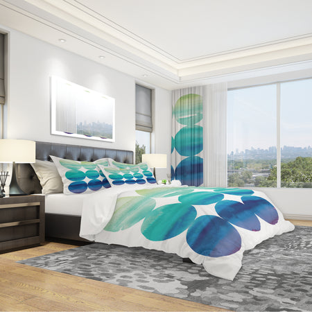 Circle Abstract Blue Colorfields II - Geometric Duvet Cover Set