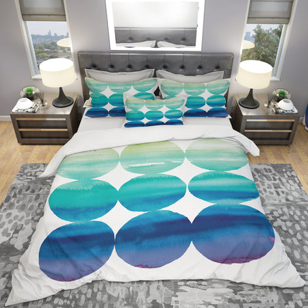 Circle Abstract Blue Colorfields II - Geometric Duvet Cover Set