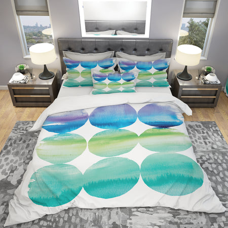 Circle Abstract Blue Colorfields III - Geometric Duvet Cover Set