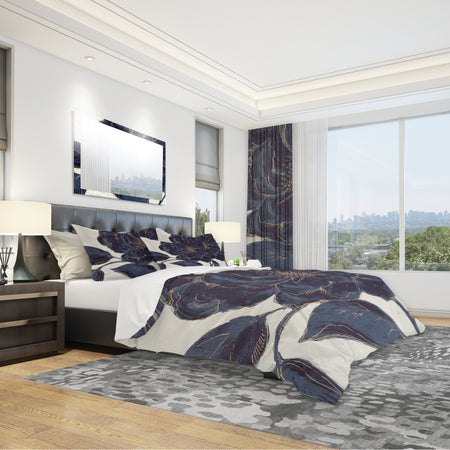 Dark Rose Gilded Gold - Shabby Duvet Cover Set