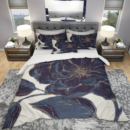 Dark Rose Gilded Gold - Shabby Duvet Cover Set