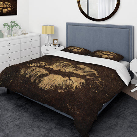 Gold Fashions Lips - Glam Duvet Cover Set