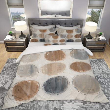 Geometric Circle Natural Balance II - Geometric Duvet Cover Set