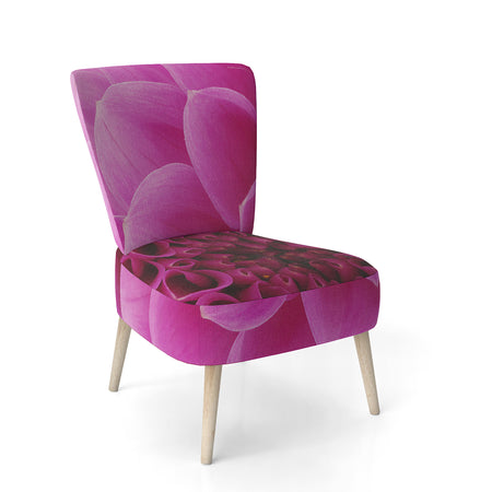 Dark Pink Abstract Flower Petals - Upholstered Floral Accent Chair