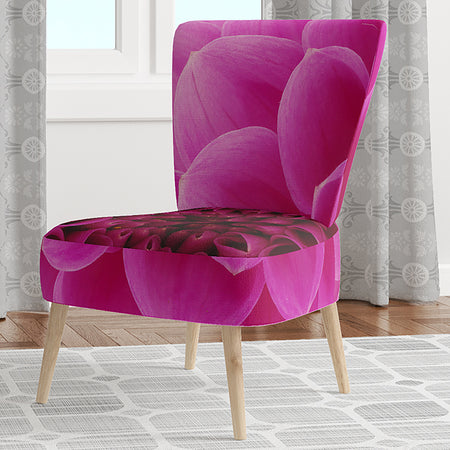 Dark Pink Abstract Flower Petals - Upholstered Floral Accent Chair
