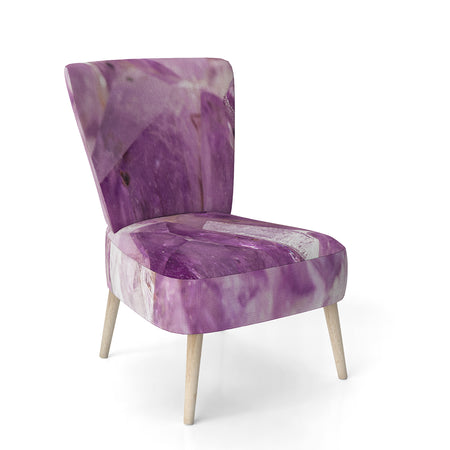 Purple Amethyst Macro - Upholstered Mid-Century Accent Chair