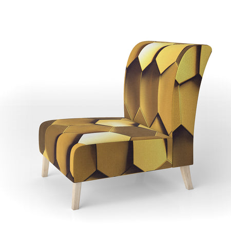 Golden Honeycomb - Upholstered Mid-Century Accent Chair
