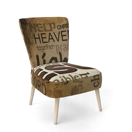 Jesus Word Cloud In Grunge Background - Upholstered Religiouscontemporary Accent Chair