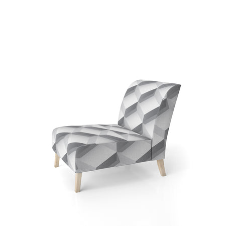 White Abstract Pattern - Upholstered Scandinavian Accent Chair