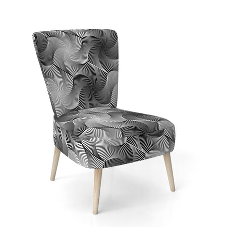 Monochrome Hexagon Geometric Pattern - Upholstered Modern Accent Chair