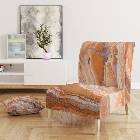 Marbled Detail Of Colourful Rock - Upholstered Mid-Century Accent Chair
