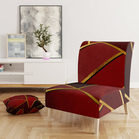 Yellow Triangulars Over Shades Of Red - Upholstered Modern Accent Chair
