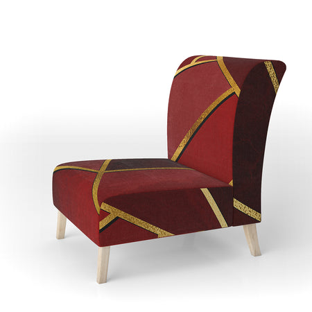 Yellow Triangulars Over Shades Of Red - Upholstered Modern Accent Chair