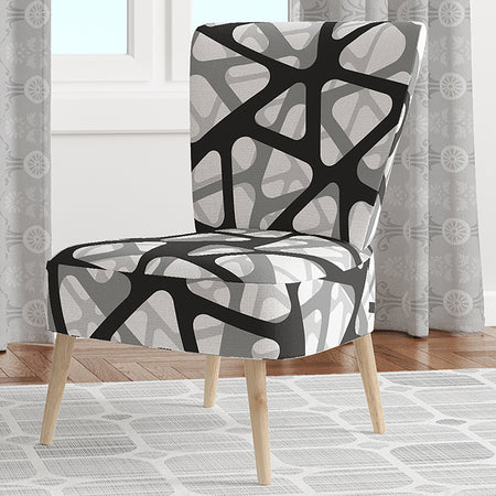 Black And Grey Triangular 3D Texture Of Mesh - Upholstered Mid-Century Accent Chair