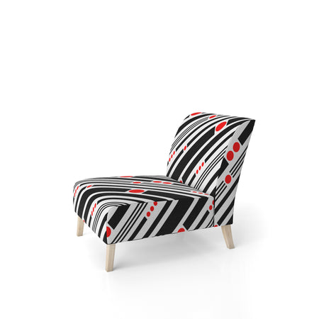 Retro Geometrical Abstract Minimal Pattern XII - Upholstered Mid-Century Accent Chair