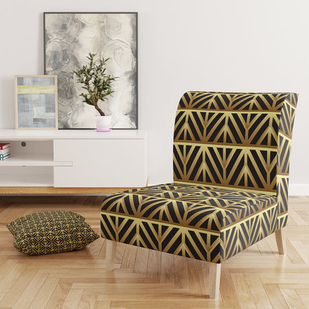 Golden Luxury Metallic Geometrics XIV - Upholstered Mid-Century Accent Chair