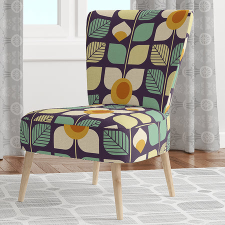 Botanical Retro Design III - Upholstered Mid-Century Accent Chair