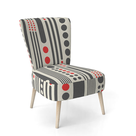 Retro Geometrical Abstract Minimal Pattern II - Upholstered Mid-Century Accent Chair