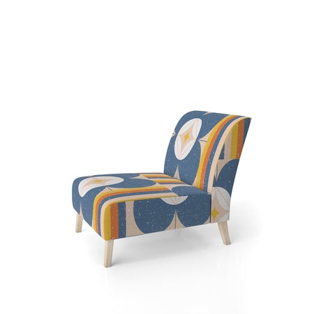 Retro Floral Pattern XI - Upholstered Mid-Century Accent Chair