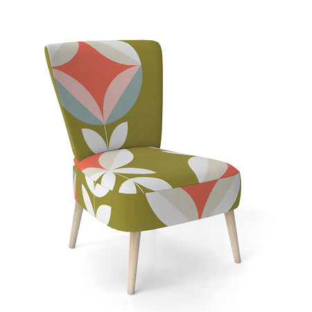 Retro Botanical Pattern I - Upholstered Mid-Century Accent Chair