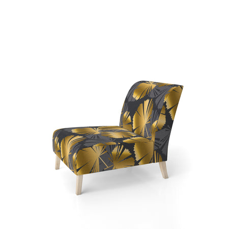 Golden Palm Leaves III - Upholstered Mid-Century Accent Chair