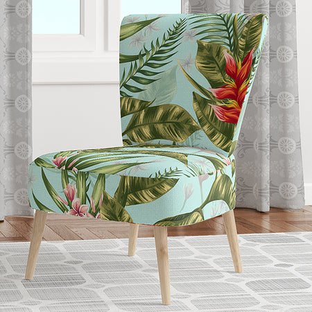Tropical Foliage II - Upholstered Mid-Century Accent Chair