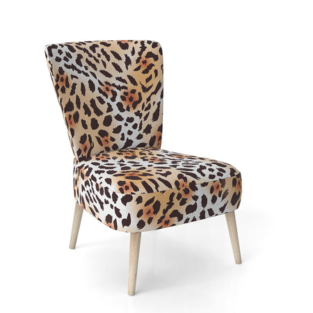 Leopard Fur Safari II - Upholstered Mid-Century Accent Chair