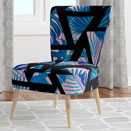 Retro Floral Pattern XIV - Upholstered Mid-Century Accent Chair