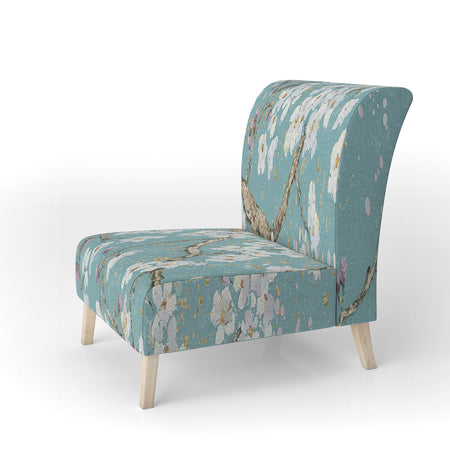 Blue April Tree - Upholstered Traditional Accent Chair