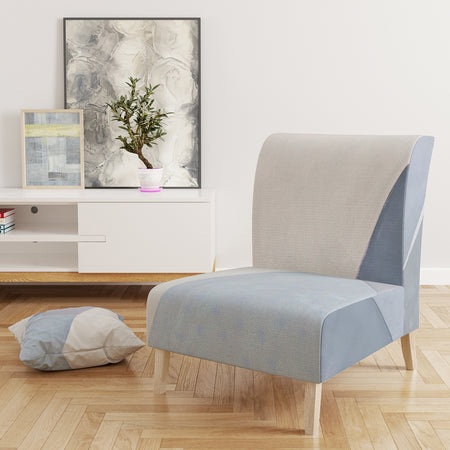 Purple Geometric Bridge II - Upholstered Mid-Century Accent Chair