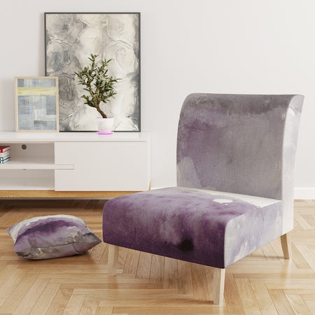 Midnight At The Lake II Amethyst And Grey - Upholstered Shabby Chic Accent Chair