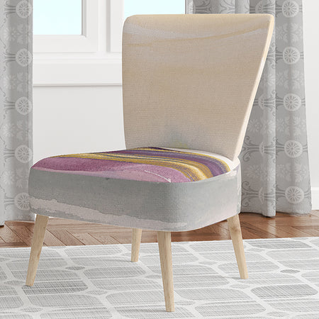 Painted Purple And Gold Landscape II - Upholstered Shabby Chic Accent Chair